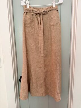 Linen Maxi Skirt Lagenlook Natural Fiber Summer Neutral Earthy Tan Camel Coastal